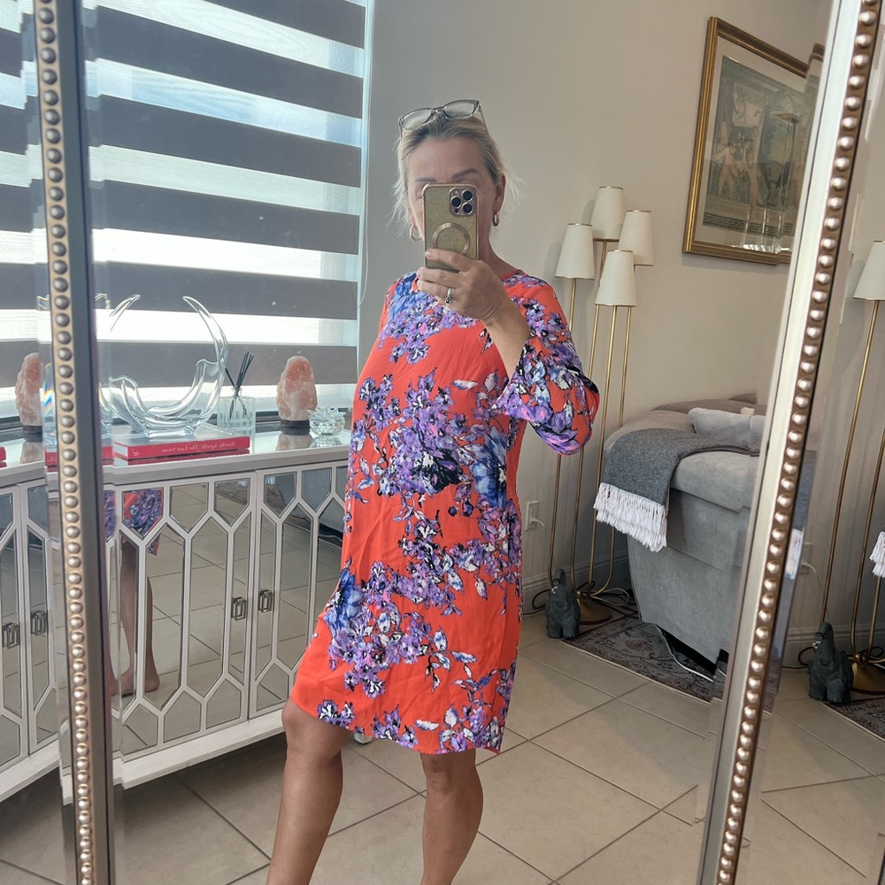 Allison Joy Long Sleeve Dress in Orange and Purple